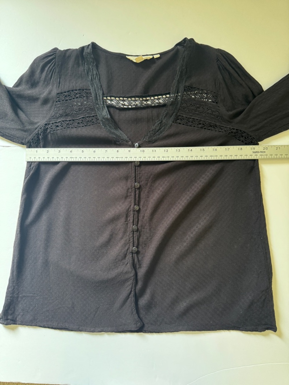 Anthropologie Forever That Girl Blouse Black Lace Swiss Dot Lightweight Sz M - Picture 7 of 14